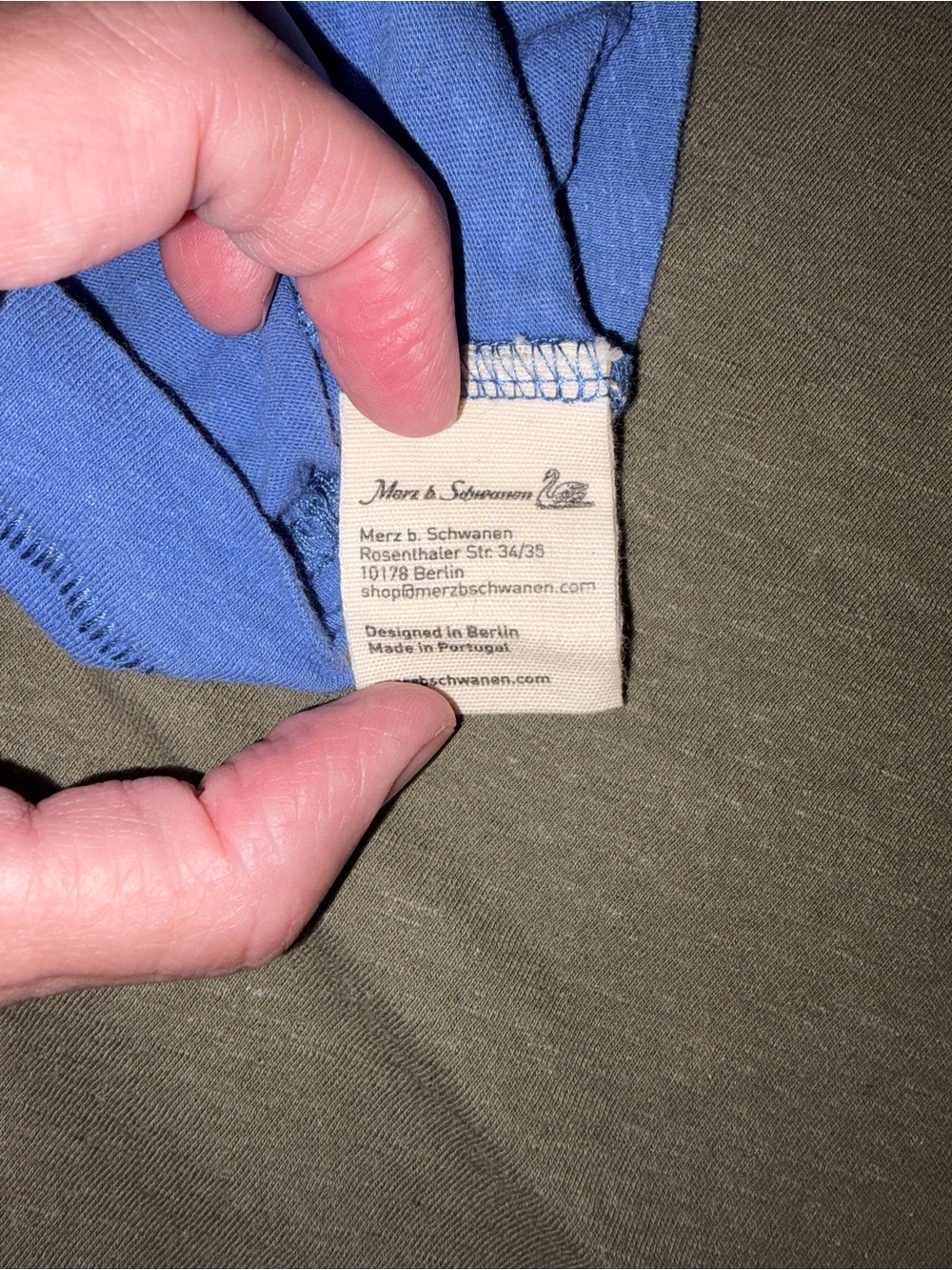 Merz B. Schwanen Cotton Hemp Womens Tee Shirt Lot of 2 M Blue Olive - Picture 4 of 6